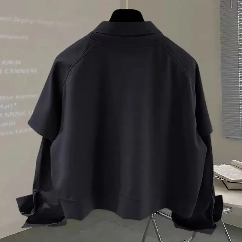 Two-piece Spliced long-sleeved Shirt for Autumn Winter Men's New Sweatshirt Korean Style Trendy Loose Fashion Versatile Top
