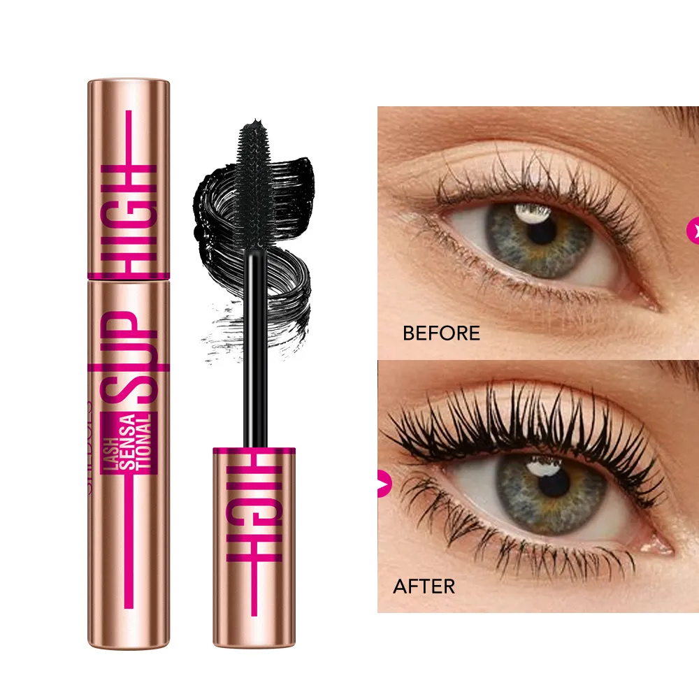 Super High 4D Waterproof Mascara - Volumizing Curling & Lengthening Formula Smudge-Proof Long-Lasting Black Mascara