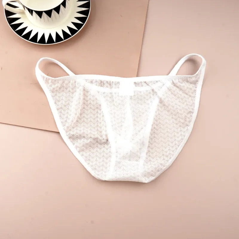 Mesh Nylon Pink Underwear for Men Solid Color Breathable Summer Cool Male Bulge Pouch Briefs Ultra Thin Sexy Plus Size Panties