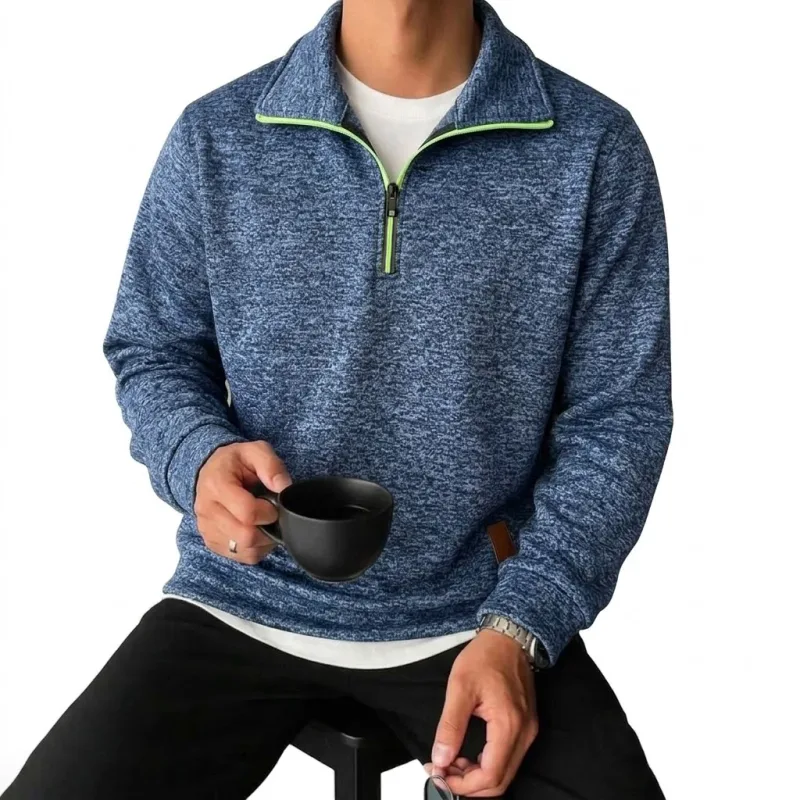 Men's Long Sleeve Half Zipper Sweatshirts Solid Pullover Luxury Zip Up Hoodies Casual Mens Coats Gym Man Quarter Zip Poleron