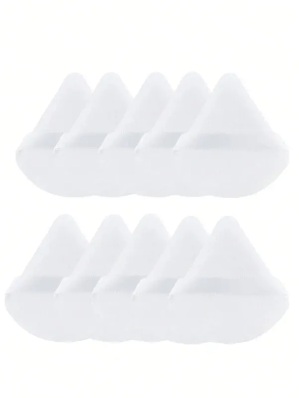 10 Pcs Triangle Velvet Powder Puff Pizza Flours Mini Face Makeup Sponge Cosmetics Washable Lightweight Makeup Tool
