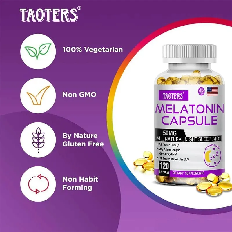 Melatonin Capsules 50mg - Promote Falling Asleep Quickly Calm The Mind Natural Sleep Aid Supplement