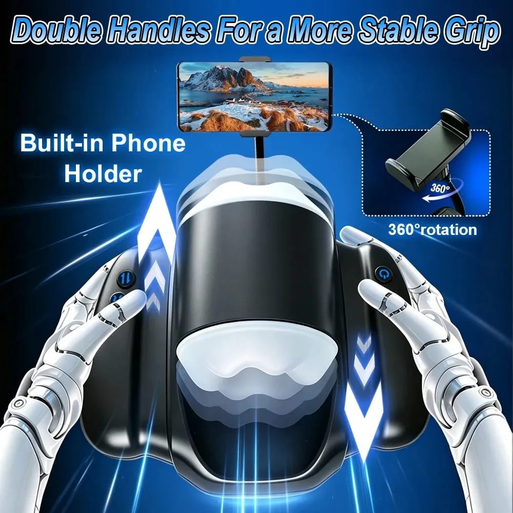 2-in-1 Automatic Thrusting & Vibration Handle Grip with Phone Holder 9 Vibration Modes Adult Toy for Men Masturbator