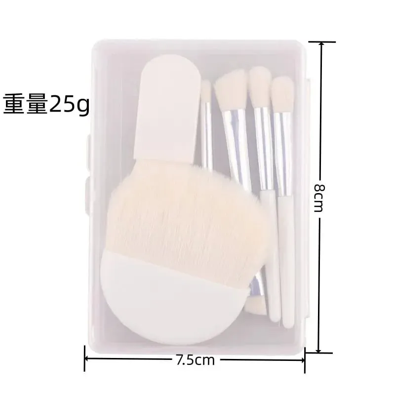 6 pièces Mini pinceaux de maquillage de voyage ensemble avec boîte transparente Portable poudre cosmétique fond de teint Blush mélange correcteur pinceaux de maquillage