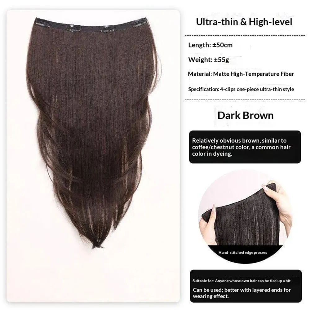 Synthetic Straight Hair Extension One Piece Layered Lightweight Invisible Seamless Clip-in Hairpiece 4 Clips for Women Daily — image 8