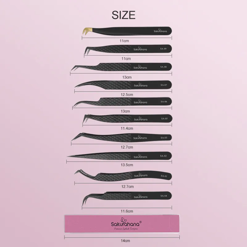 High-end Eyelash Tweezers Black Fiber Tip For Lash Extensions Mega Volume Mink Lashes Tool Straight Head Curved Tip