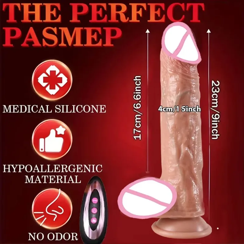Dildo 8.66-in-1 Thrust & Vibration Modes Silicone Sex Toy with Remote Heating & Rotation G-Spot Stimulator for Vaginal Anal Use Party Favor Adult Product 8.66-inch