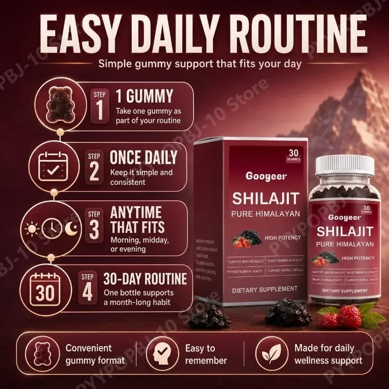 Googeer Shilajit Gummies Pure Himalayan High Potency Supports Immune Health Brain Health Daily Wellness 30 Gummies