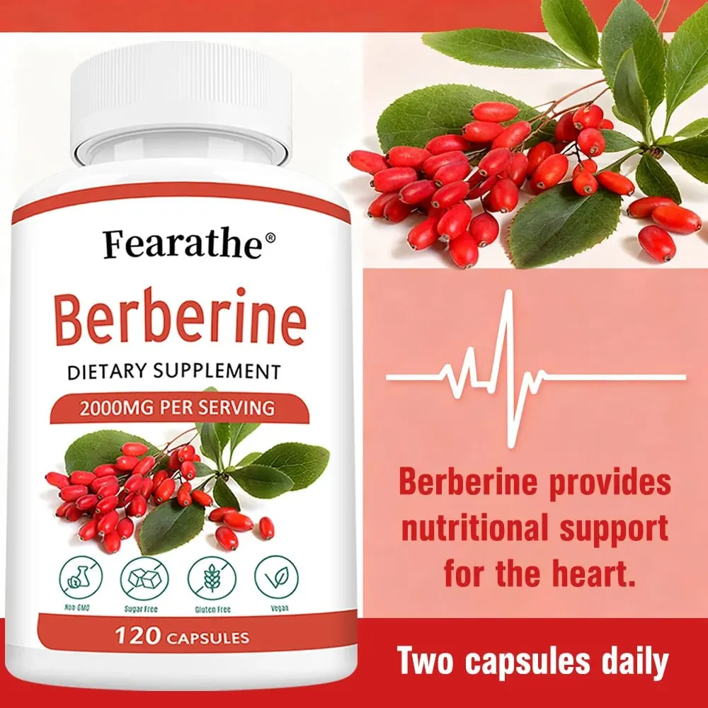 Berberine HCl 2000mg Capsules Supports Cardiovascular Health Digestion Immune Function Energy Antioxidant & Anti-Aging