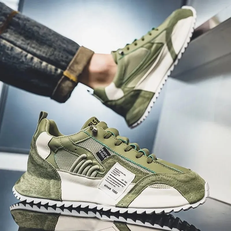 Men Sneakers Spring Summer Retro Casual Shoes Platform Chunky Patchwork Mesh Lace Up Walking Male Running Footwear