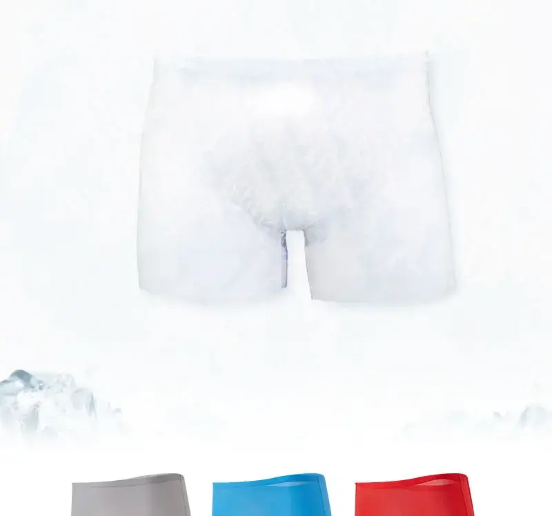 Ultra fino gelo seda roupa interior dos homens sexy legal calcinha sem costura suave respirável boxer troncos masculino respirável shorts