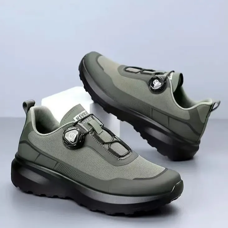 Panlalaking Casual Running Shoes na may Rotating Button Black Slip Resistant Makapal Sole Outdoor Sports Sneakers para sa Commuting — image 4