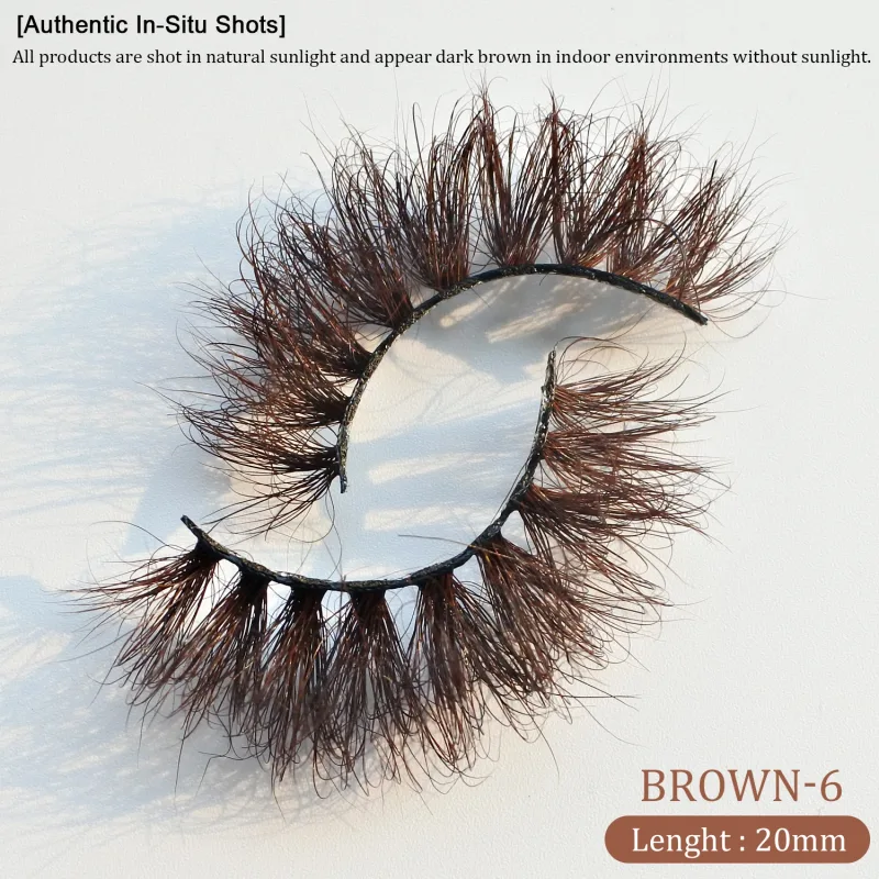 `Dark Brown 3D Mink False Eyelashes Fluffy Wispy Volume Strip Lashes Soft Handmade Brown Mink Lashes Natural Makeup Eye Beauty T