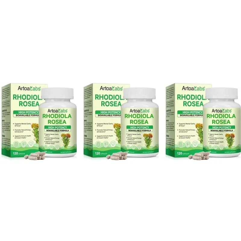Rhodiola Rosea Capsules High Potency Formula Supports Mental Clarity & Focus Energy & Endurance Immune Health & Vitality 120 Ct