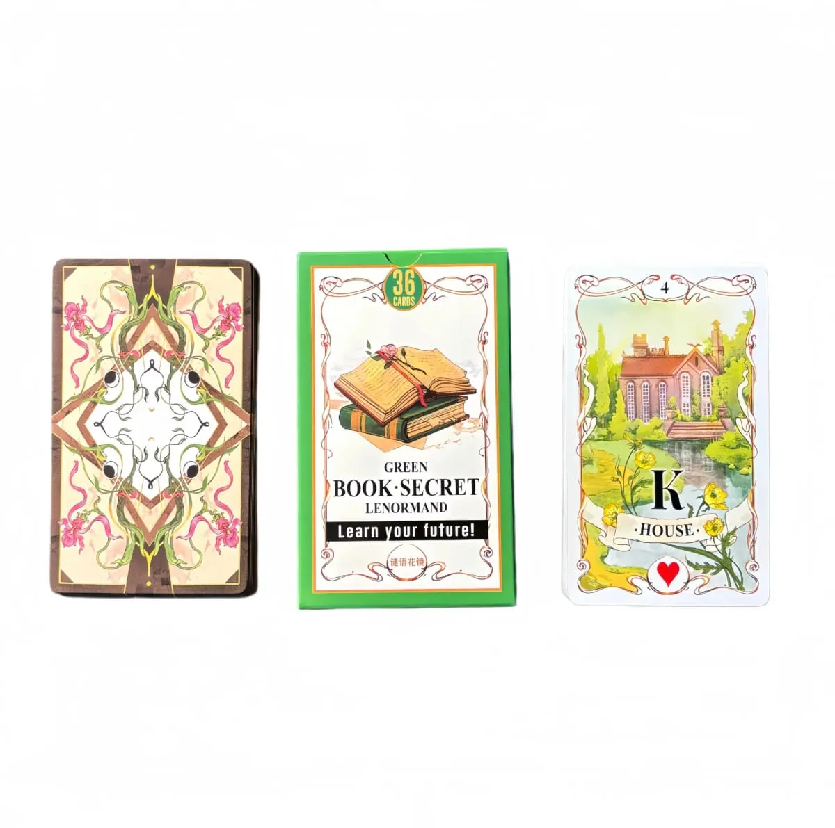 Green Book Secret Lenormand Oracle Cards 36PCs English Version Old Style Lenormand Oracle Card Divination Board Game