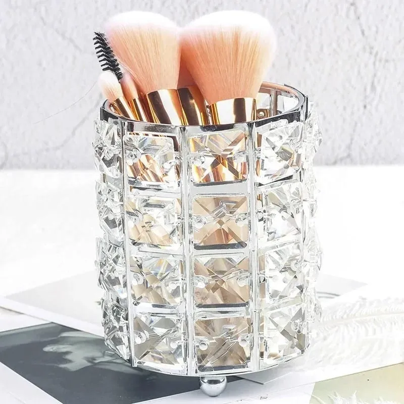 New Crystal Storage Cup Makeup Brush Eyebrow Pencil Storage Bottle Jewelry Storage Container European Cosmetics Storage Box