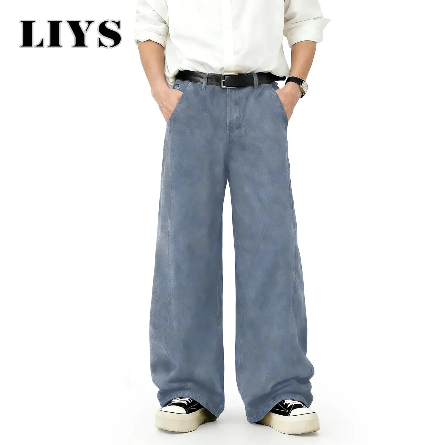American Men's Retro Brown Ultra Baggy Wide Leg Jeans Street Casual Embroidery Oversized Men's Clothes Unisex Denim Pants