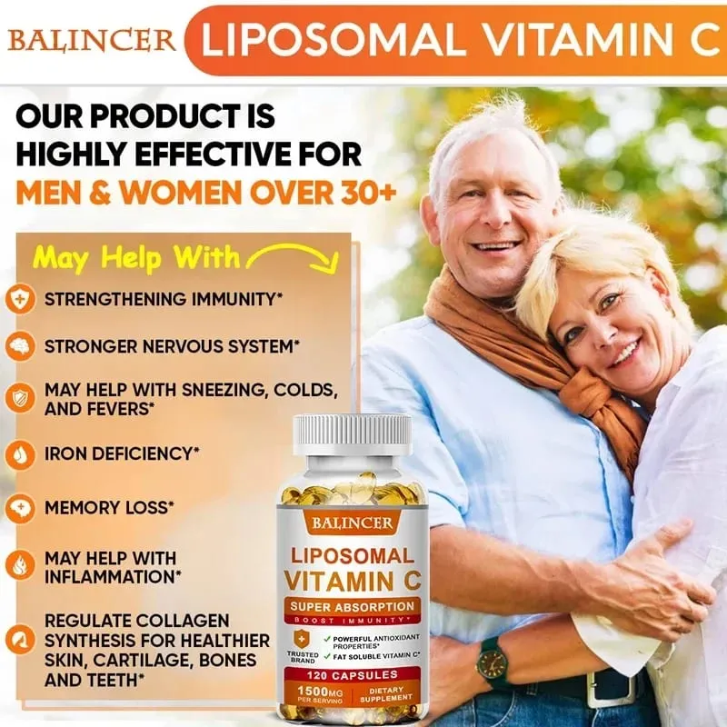 Liposomal Vitamin C 1500mg High Absorption Vitamin C Immune System & Collagen High Potency Fat Soluble Ascorbic Acid Supplement