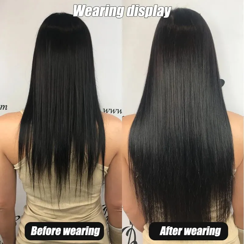 Synthetic 7-piece set with 16 card synthetic straight hair extensions suitable for women's daily party use — image 6