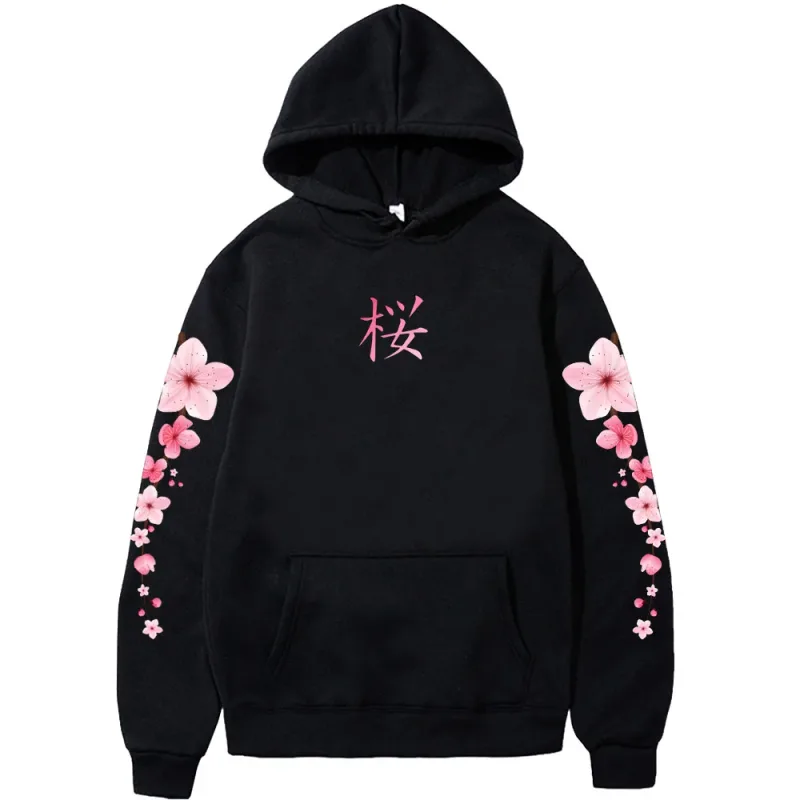 Japanese Blossom Sakura Graphic Hoodies Long Sleeve Winter Hooded Sweatshirts Casual Women/Men Comfortable Pullovers with Pocket — image 6