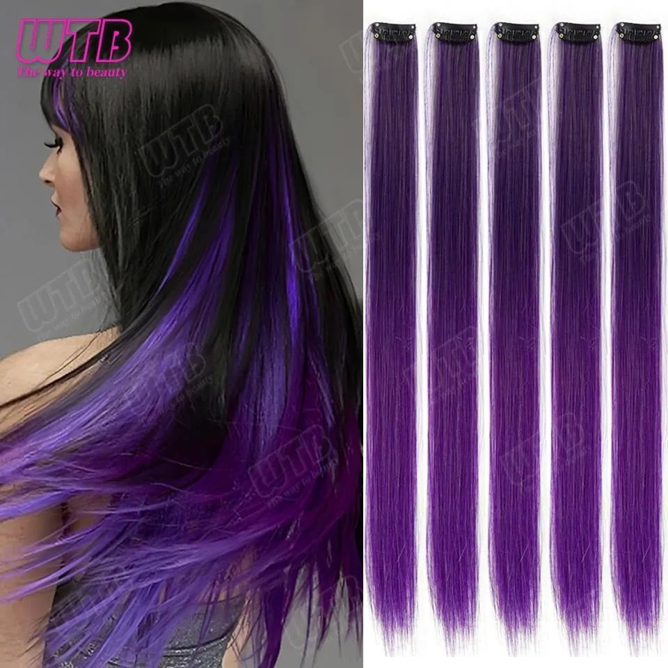 10 PCS Colored Synthetic Hair Extension Wigs for Women BB Clip Style Straight Hair Extension Wigs Suitable for Holiday Events