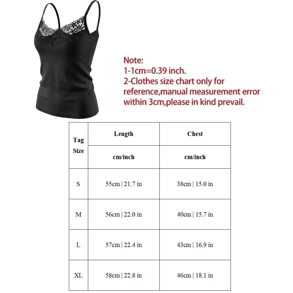 Solid Color Lace Tank Tops Ribbed Texture V Neck Design Ribbed Camisole Y2k Style Elastic Fabric Elastic Tank Tops For Women