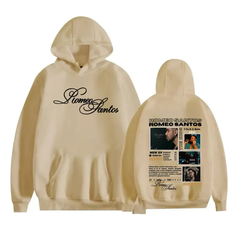 Rapper Romeo Santos The King Tormula Tour 2025 Graphic Hooded Sweatshirts for Men Women Fashion Hip Hop Streetwear Pullover Tops