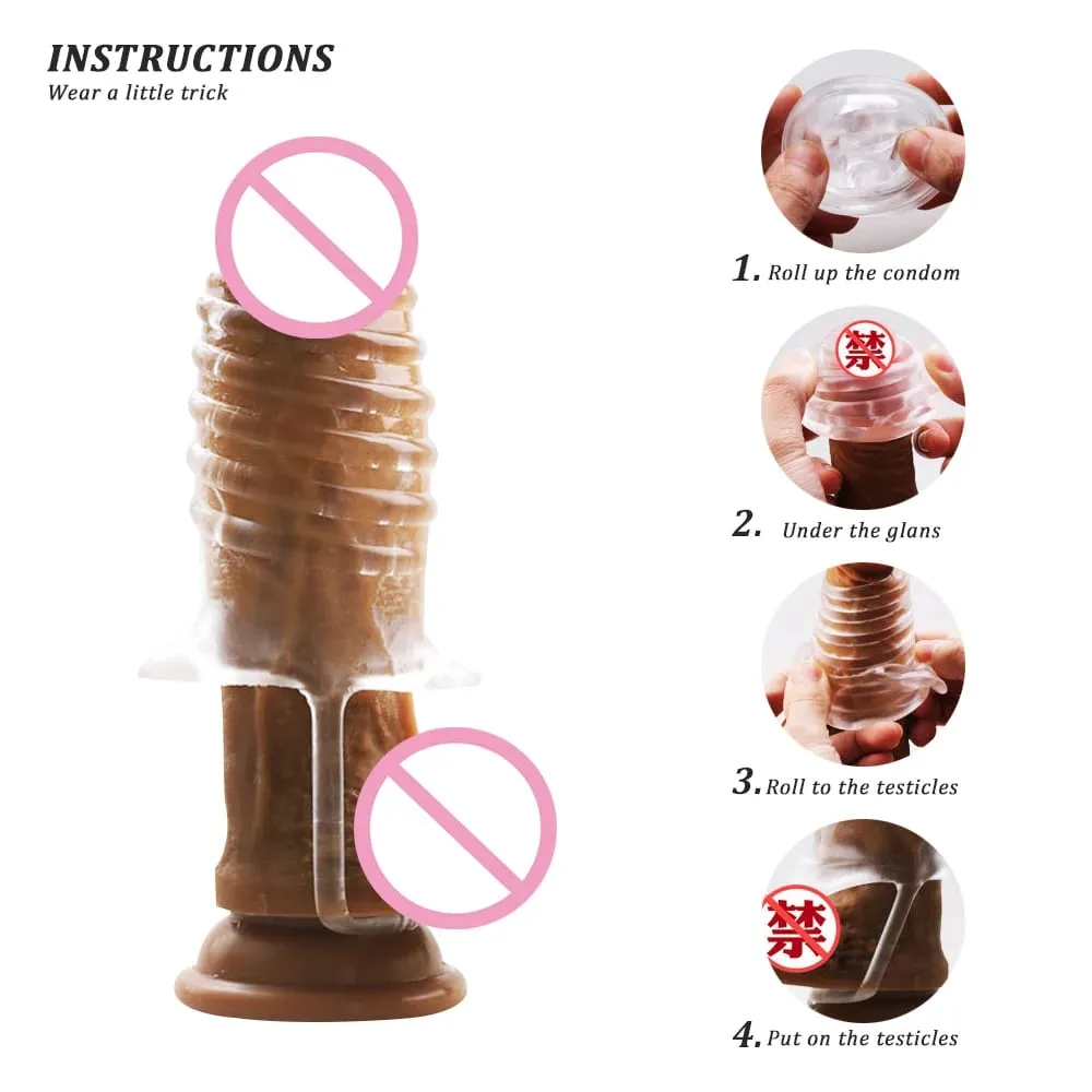 Men's Cock Ring Penis Sleeve Delay Ejaculation Penis Enlargement Reusable Condom Dildo Male Adult Sex Toys