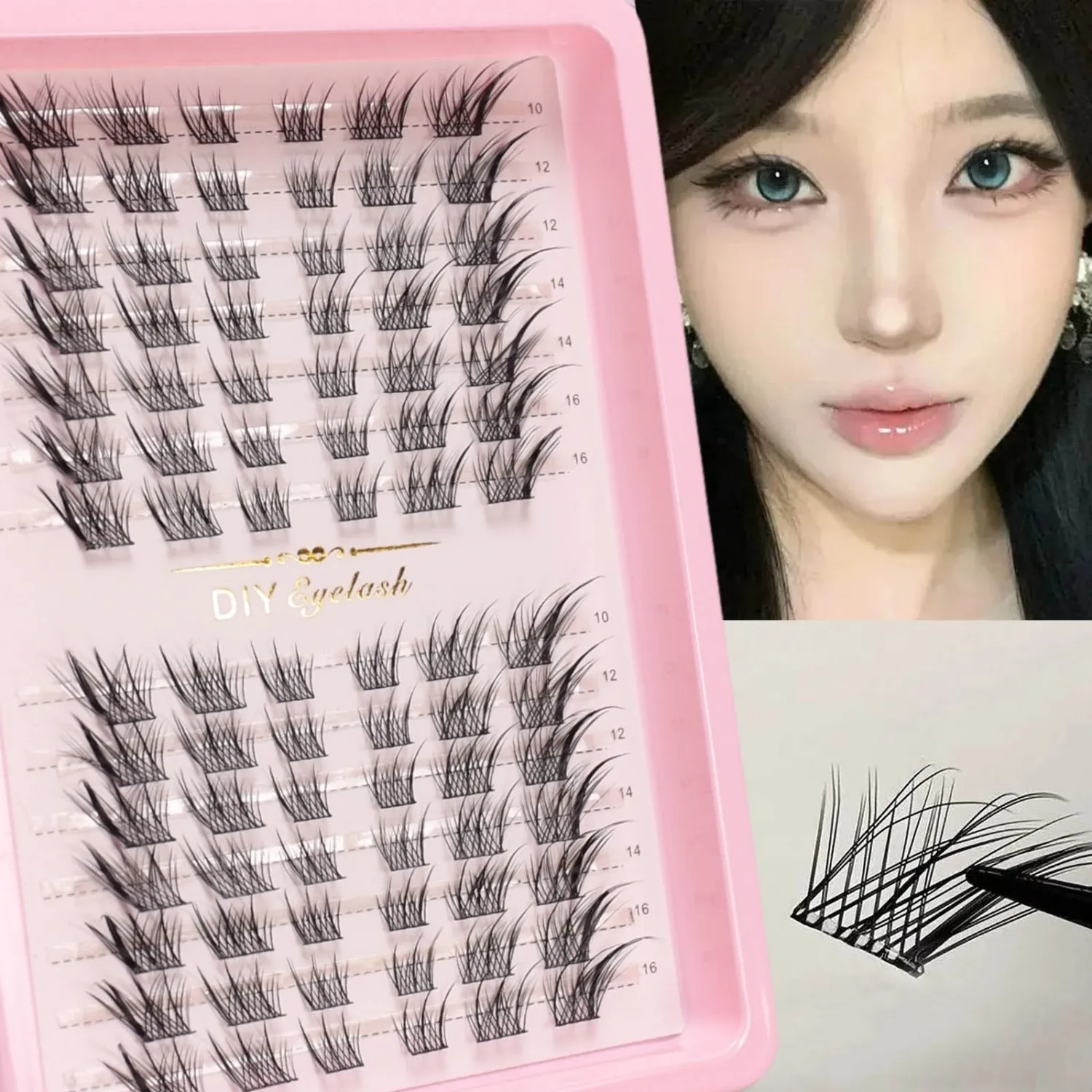 Fox Eye Effect Fluffy False Eyelashes Reusable DIY Segmented Thick Winged Lash Extension Daily Use — image 1