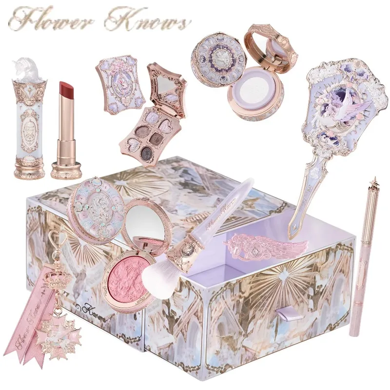 Flower Knows Knight Unicorn Collection Mini All-In Gift Set- with Lipstick Blush Eyeshadow Powder Lip Liner Mirror & Tools