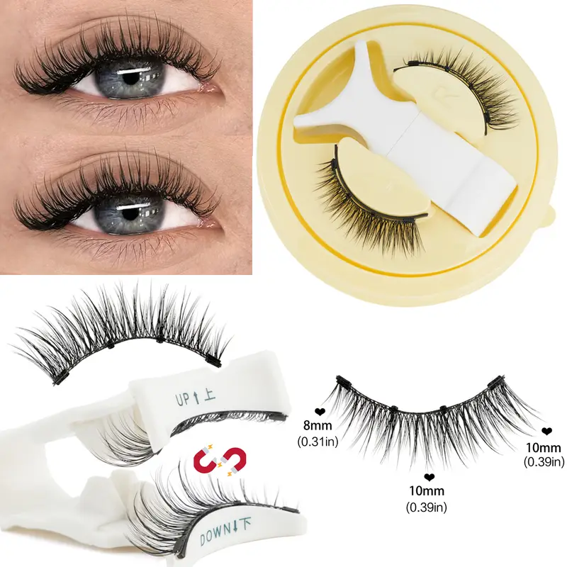 1 Pair New Magnetic Eyelashes Set With Tweezers Makeup Natural Light Eyelash Extension Tools Reusable False Eye Lashes