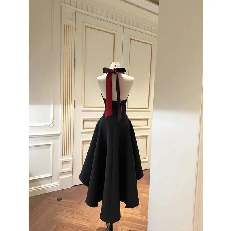 France Elegant Black Patchwork Long Strap Dress Sleeveless Party Style Women Gentle Y2k Vintage Bodycon Spring Summer 2026