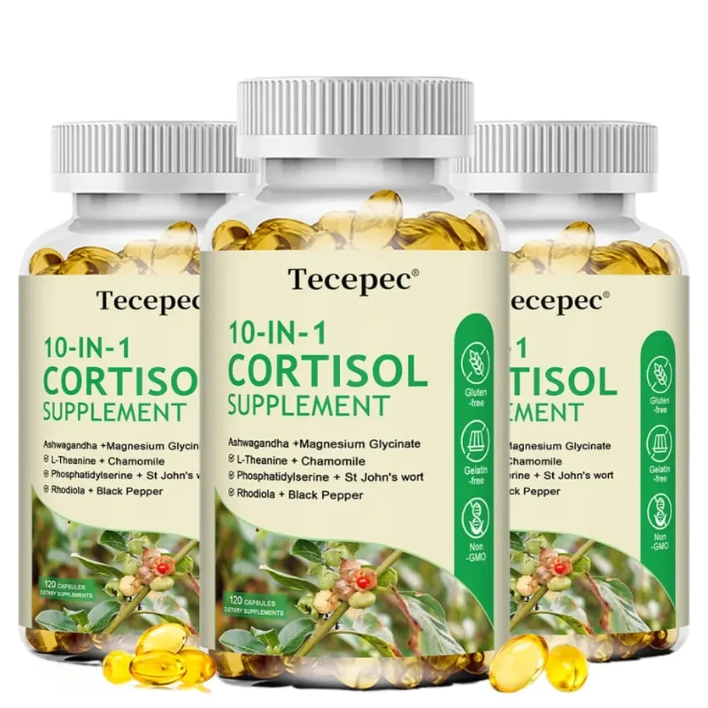 Cortisol Health – Stress Relief Balanced Cortisol Response Relaxation & Deep Sleep – Ashwagandha,L-Theanine – Non-GMO — image 1
