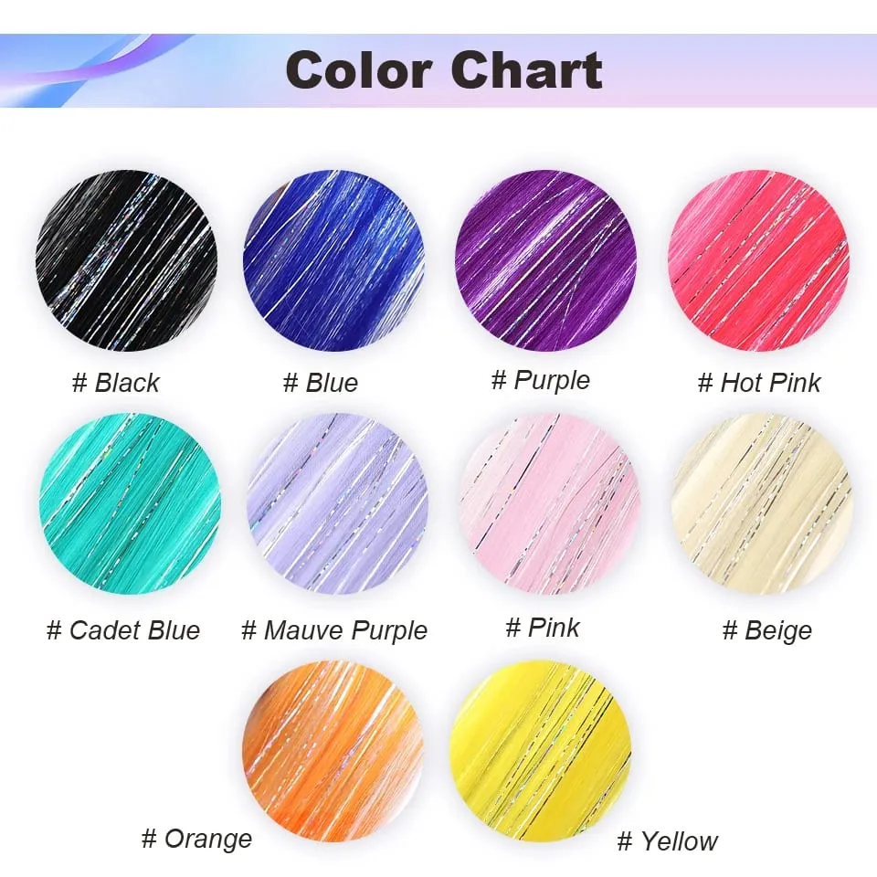 Synthetic Clip in Hair Extensions 12pcs/pack Clip in Colorful Hair Mixed Tinsels Glitter Hairpices for Women Girls Daily Party