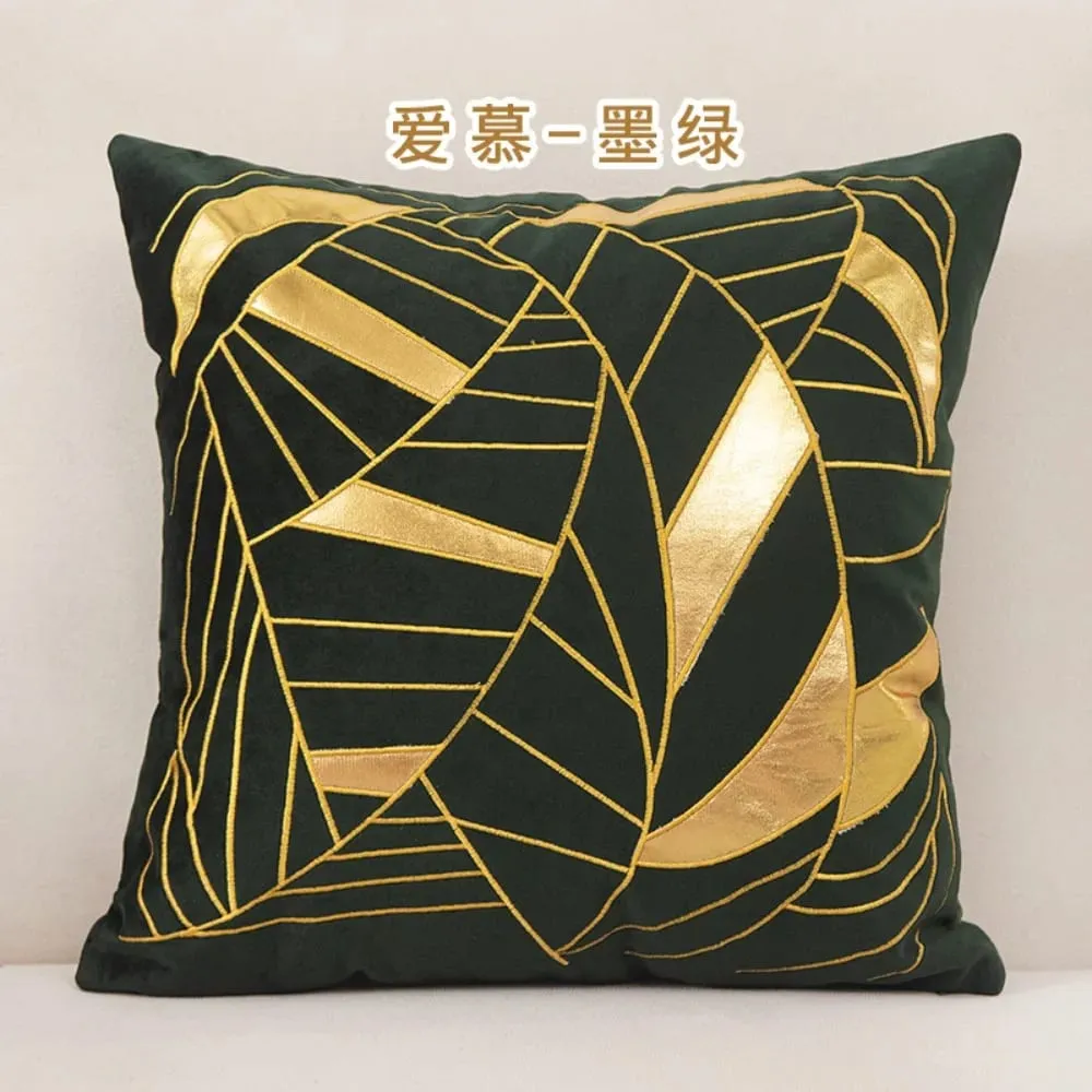 Luxury Blue Velvet Bronzing Cushion Cover 45x45cm Soft Decorative Throw Pillow Case for Bedroom Home