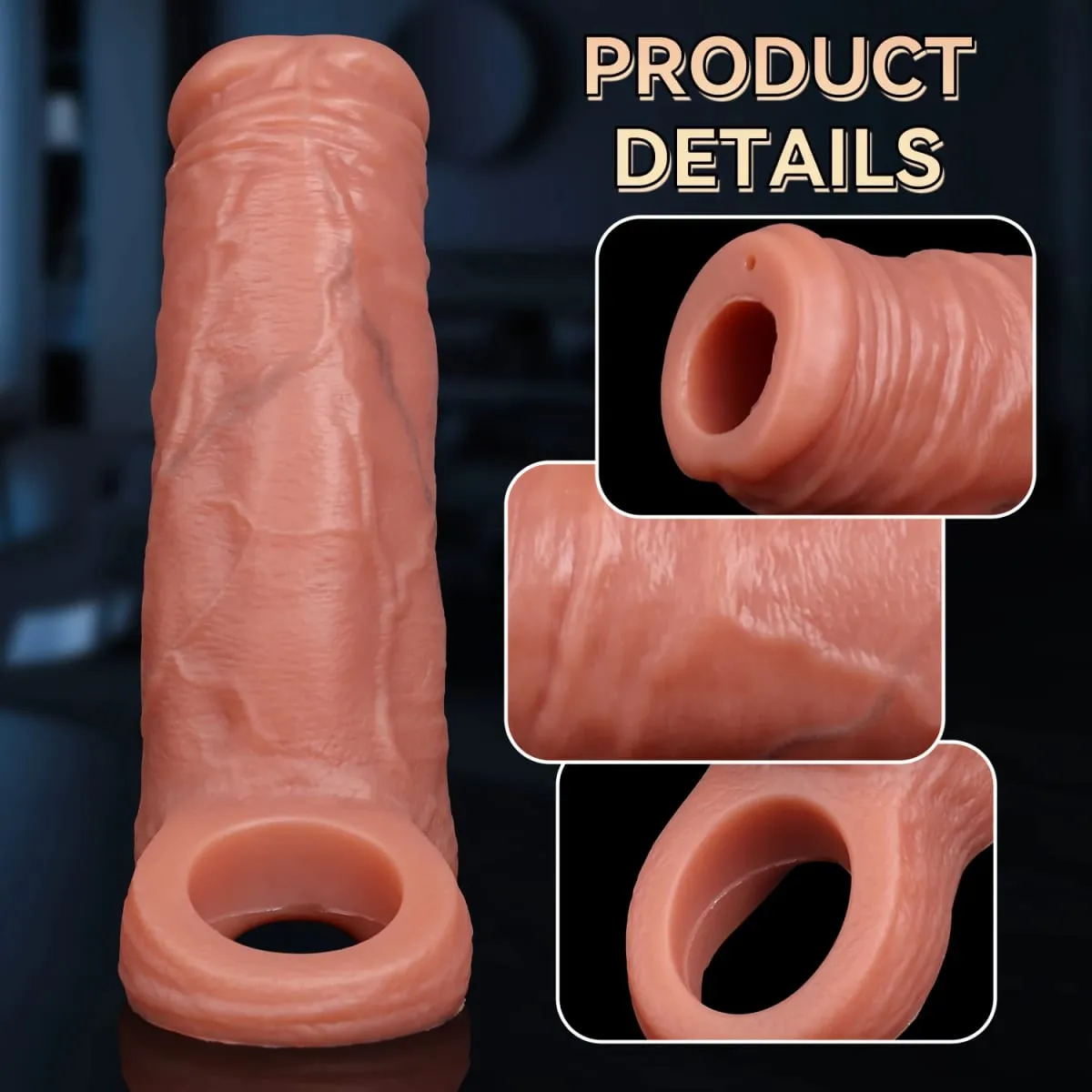 Male Ejaculation Cock Ring Sleeve Reusable Water Spray Penis Enlargement Extender Silicone Dildo Sex Toys for Men Condom Couple