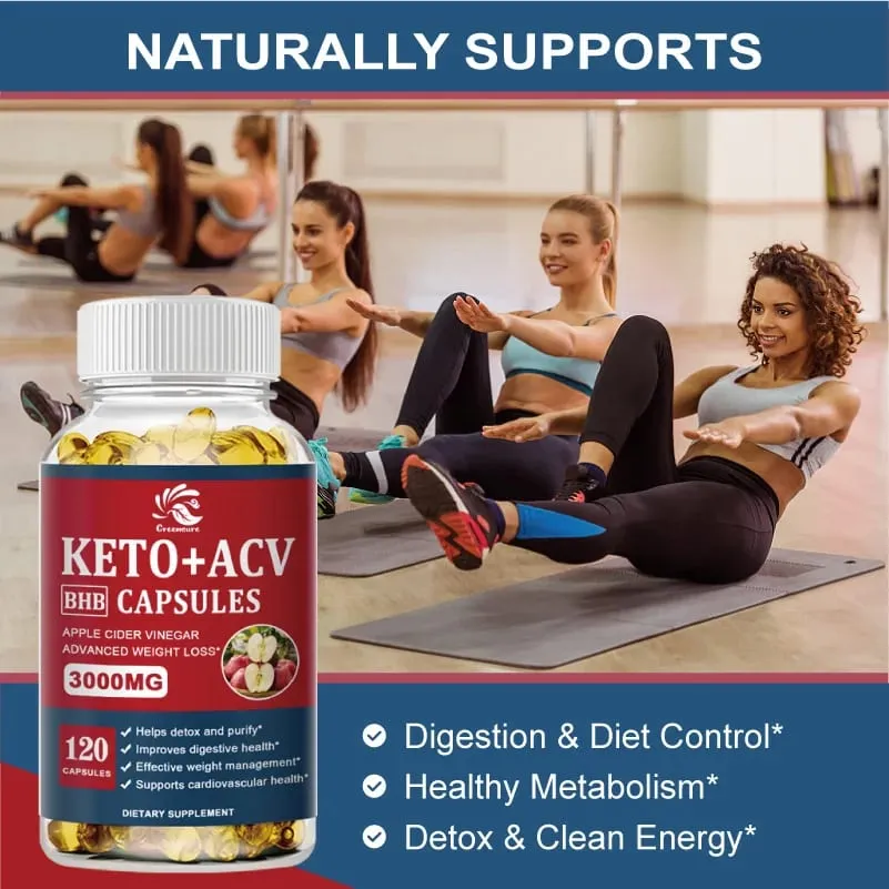 Greensure Keto Viên nang giấm táo ACV với rượu táo Keto bổ sung Công thức hương vị táo cho nam và nữ