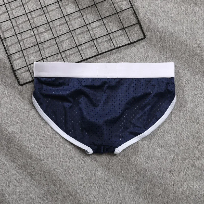 2026 solid color new men's low waist through mesh breathable briefs addicted underwear AD4-M388