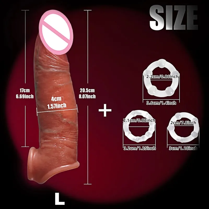 Realistik 8''Mainan Seks Lengan Zakar untuk Lelaki Silikon Kondom Zakar Yang Boleh Digunakan Semula Lengan Zakar Pemannjang Zakar Lelaki Pasangan Mainan Dewasa