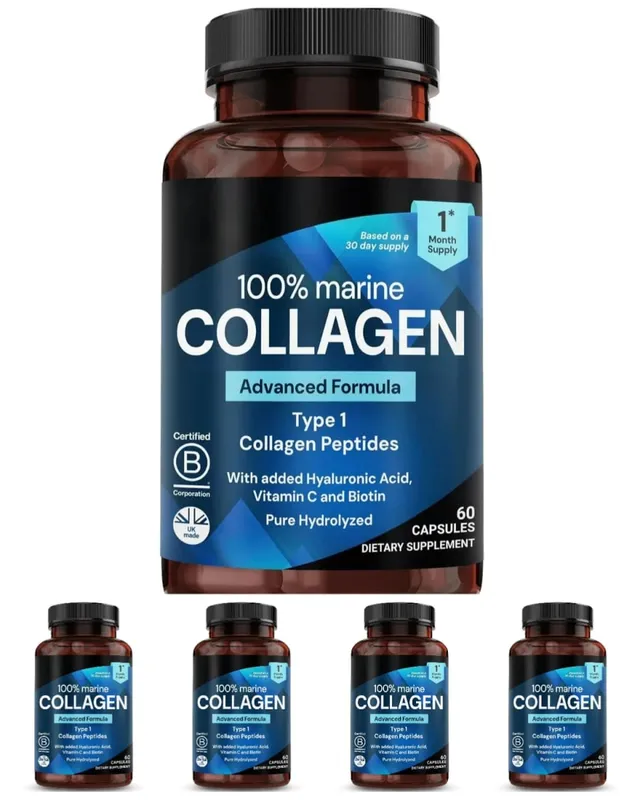 Marine Collagen Capsules for Women & Men Type I Peptides with Hyaluronic Acid Vitamin C & Biotin Beauty Glow Nails 60 Count — image 11