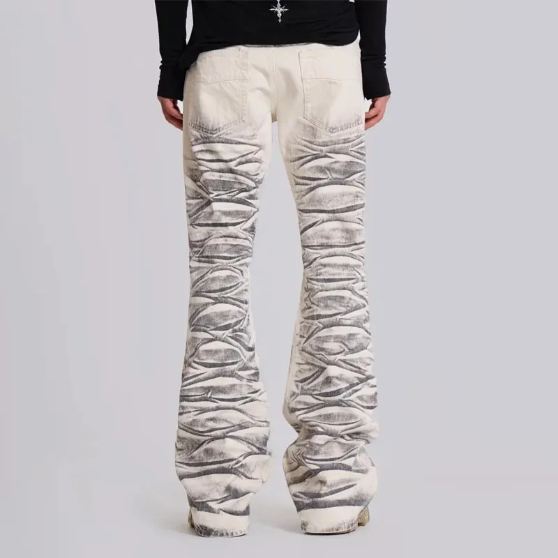 Y2K Vintage Distressed Micro Flared Jeans Washed High Street Hip Hop Wide Leg Denim Pants Gothic Slim Fit Unisex Trumpet Jeans — image 4