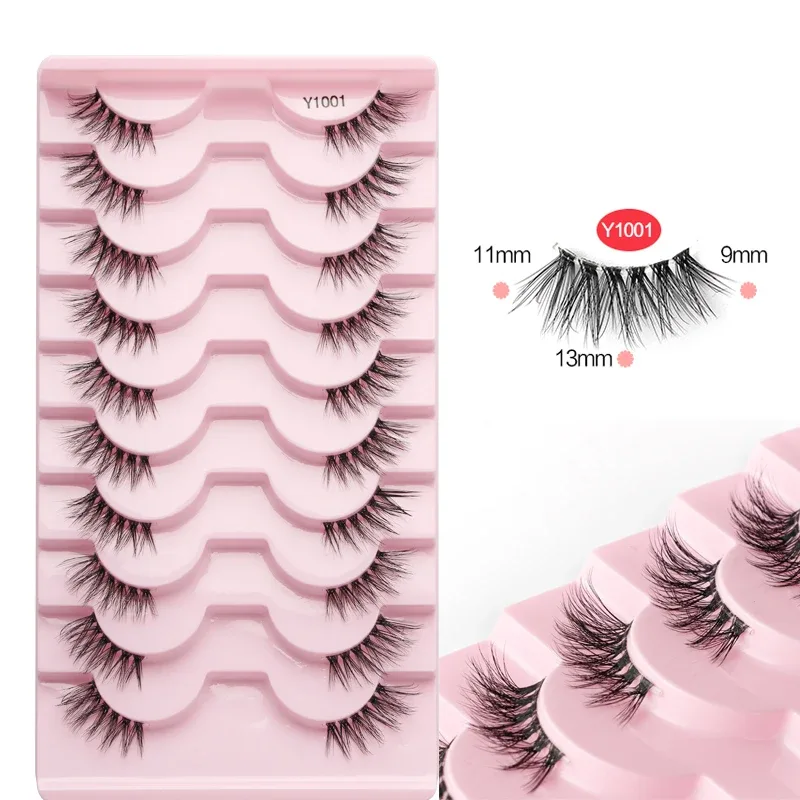 Halve øjenvipper Katteøjevipper 3/5/10 par falske øjenvipper Fluffy Blødt naturligt udseende Klart bånd 3D Mink-vipperforlængelse makeup — image 10