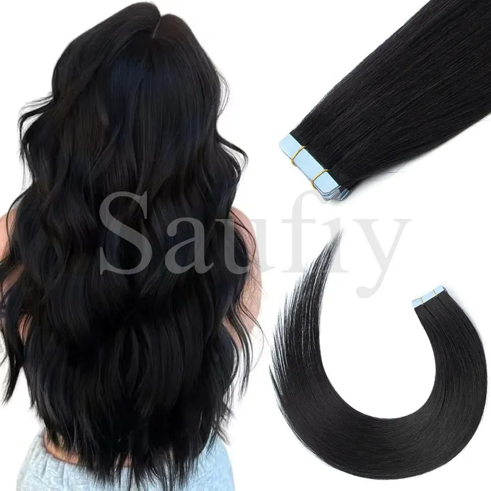 Blonde Tape In Hair Extensions Human Hair 20pcs/Pack Straight Natural Black Blonde Brown Tape Ins Hair Extensions 12-20inches Seamless Double Side Skin Weft Tape In Hair For Women
