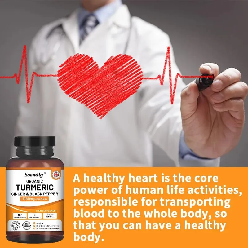 Organic Turmeric Ginger & Black Pepper Capsules Supports Joint Health Cushioning Digestive & Immune & Balances blood sugar