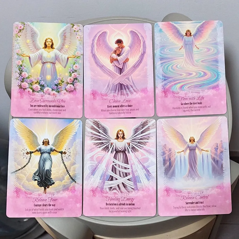 Angels Guidance Oracle Deck - 11.5*8cm 44 Cards with Guidebook Inspirational Divination Cards in Tin Box for Spiritual Growth