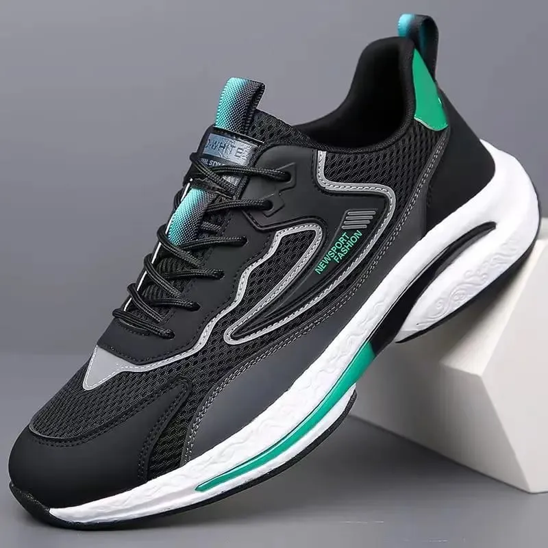 Men's Mesh Sport Shoes Casual Breathable Leather Upper Comfortable Fashion Running Shoes Student Sneakers Footwear