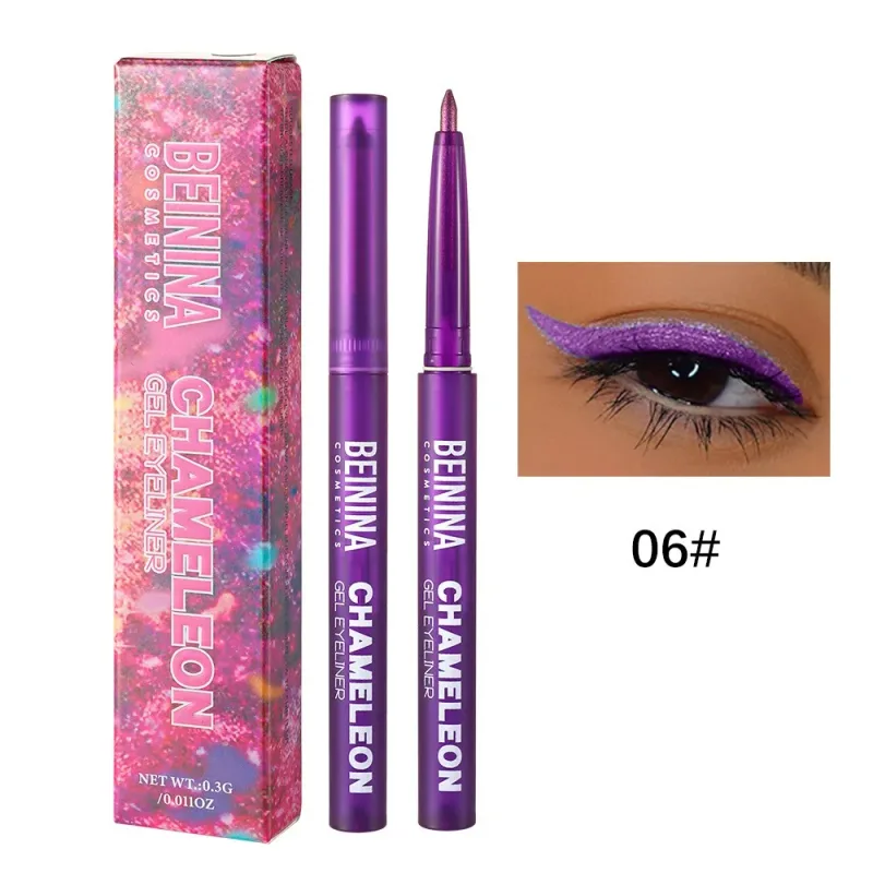 Shiny Chameleon Metallic Yellow Eyeliner Gel Pen Eyeshadow Multicolor Eye Liner Pearlescent Polarized Glitter Eye Pigment Makeup