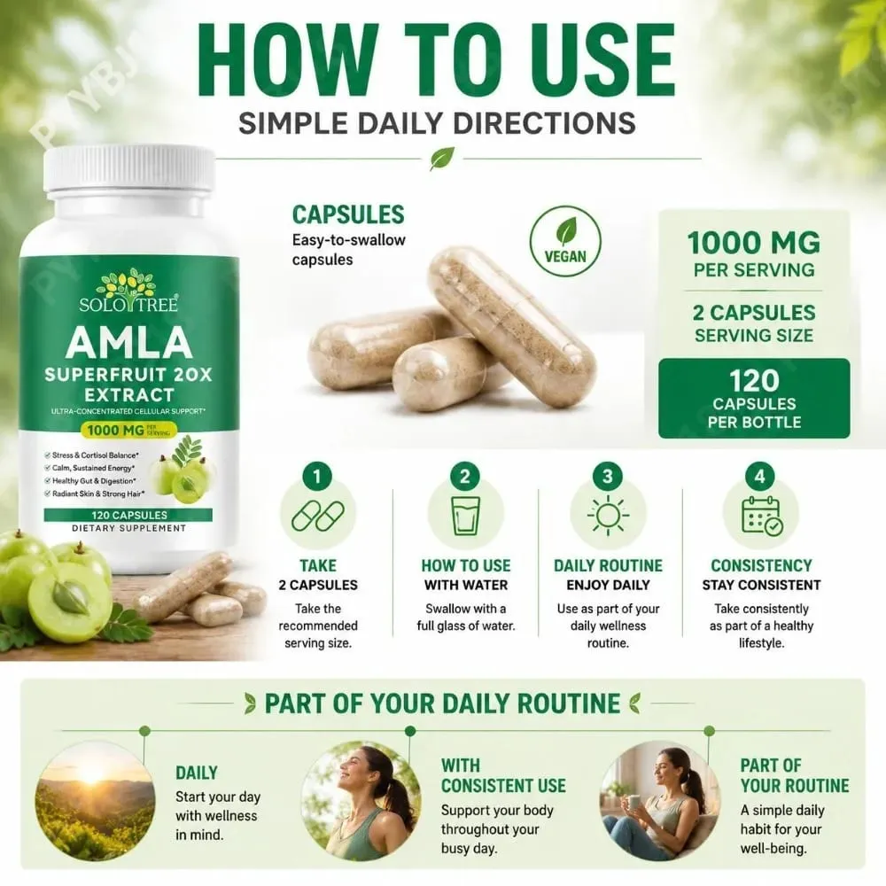 Amla Superfruit 20x Extract Capsules with Phyllanthus Emblica for Promotes Calm Energy Digestive Health Radiant Skin/Hair 120Ct