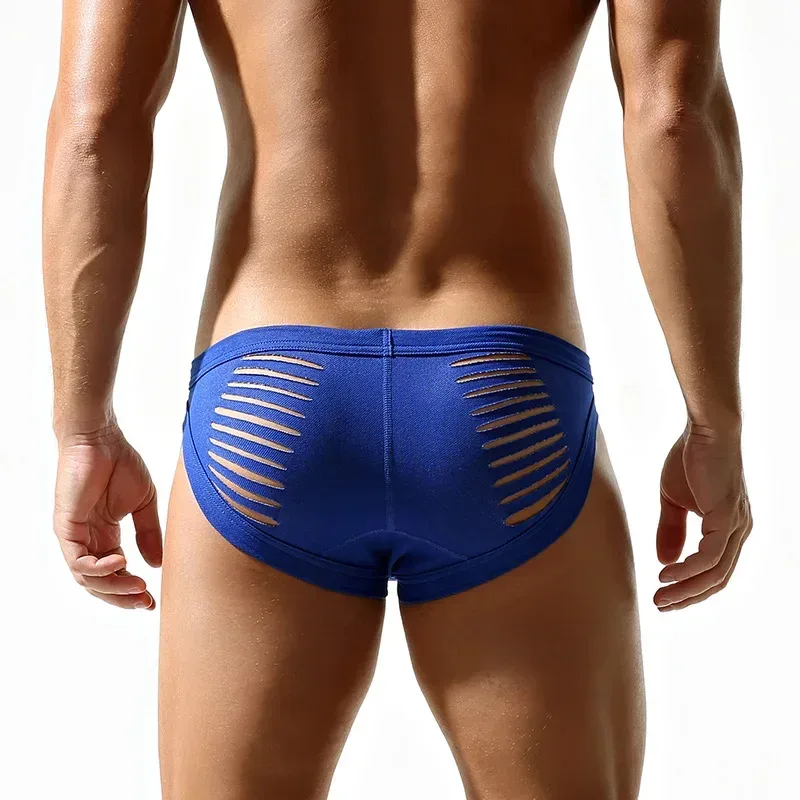 Sexy Men Open Butt Underwear Fashion Hollow Out Bikini Trunks Male Breathable Underpants Low Rise Bulge Pouch Panties Lingerie — image 17