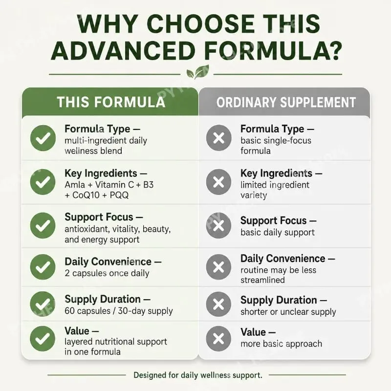 Docteat Amla Fruit Extract Capsules Immune Function Support Skin Health Support with Vitamin C B3 CoQ10 PQQ 60 Capsules — image 6